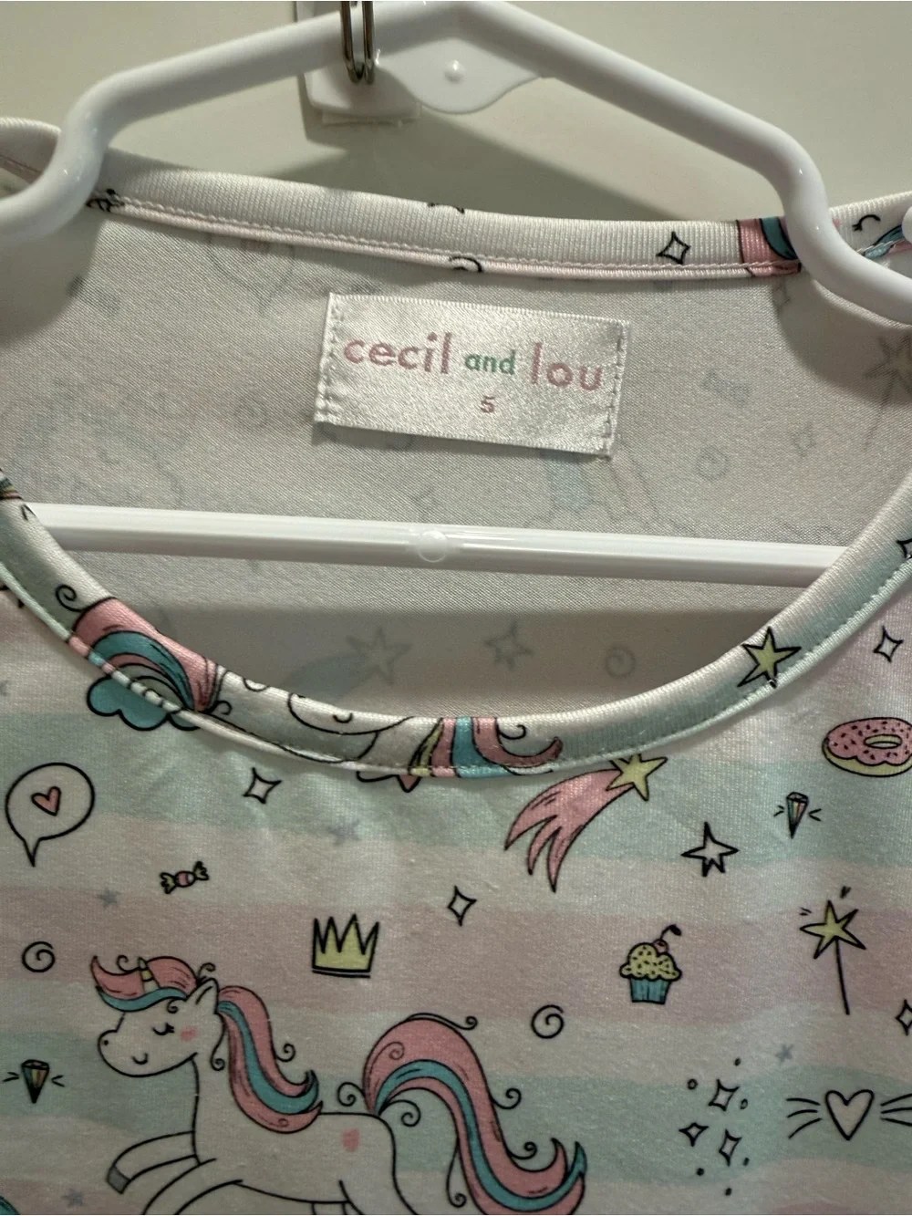 Cecil & Lou Pastel Unicorn Rainbow Knit Long Sleeve Dress - Size 5